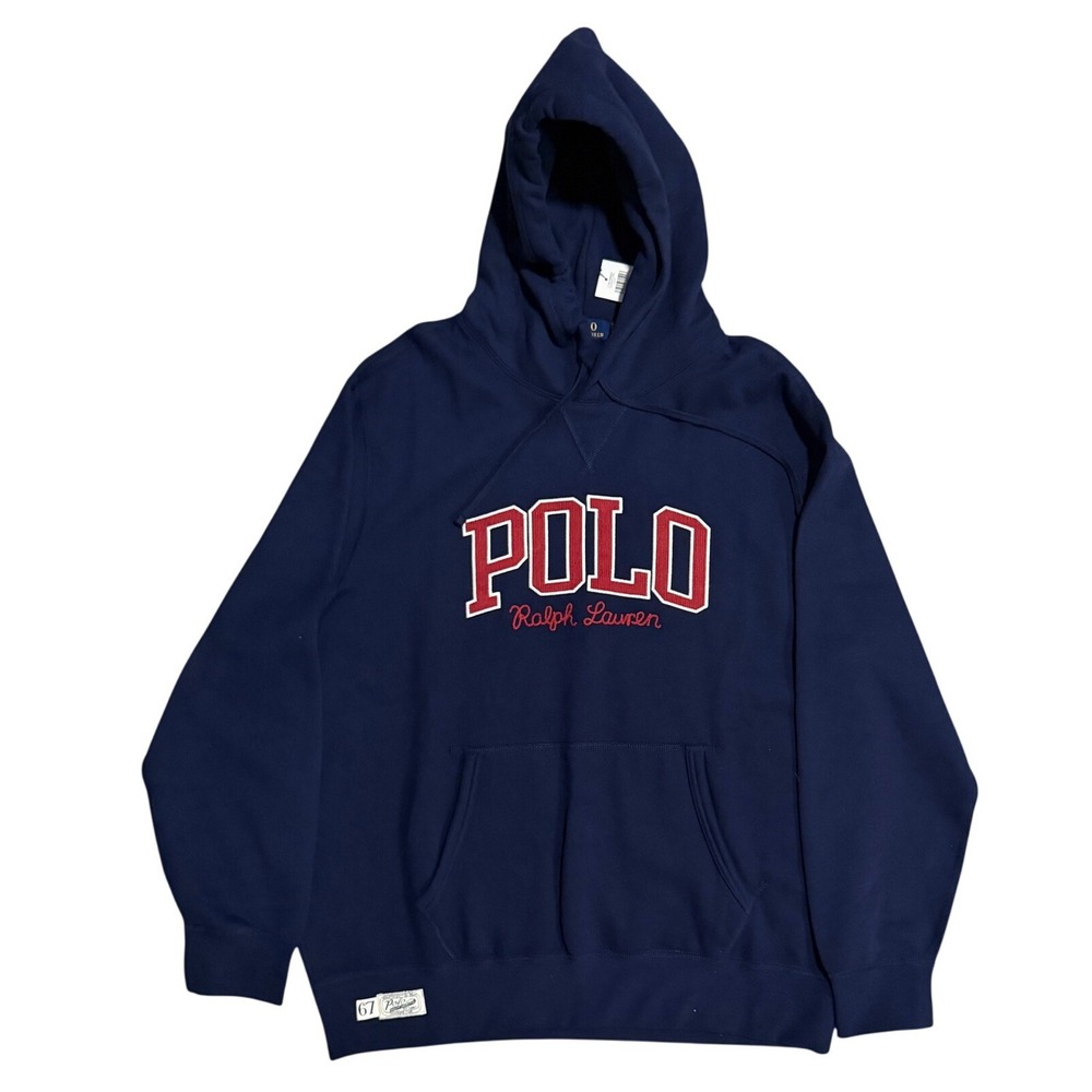 NWT Polo Ralph Lauren Men XL Navy Blue Athletic Logo Pullover Hoodie Retail $148